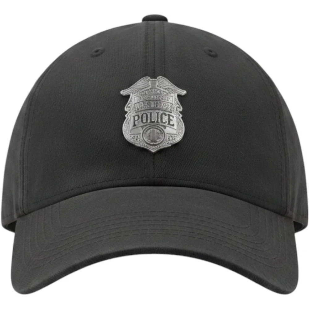 Harley Davidson Police 1 Biker Baseball Cap Black Mens OS Adjustable Metal Badge